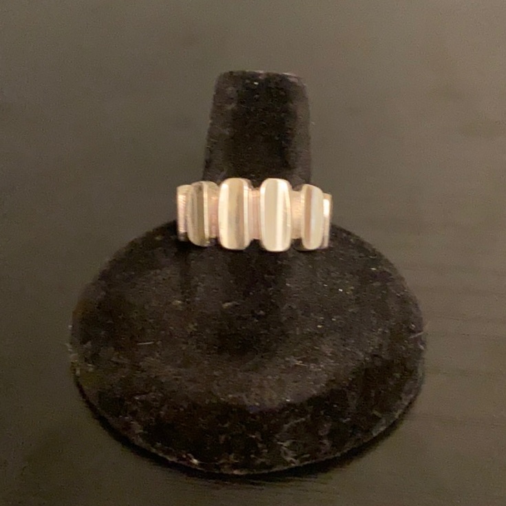 Rounded Geometric 925 Sterling Silver Ring Wide Band